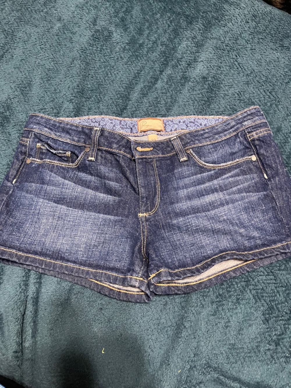 PAIGE Dark Blue Denim Jean Shorts